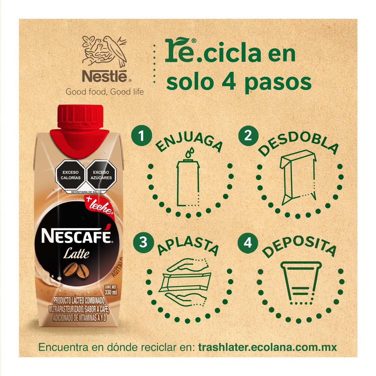 Bebida Nescafé Latte 330ml × 6 pzs