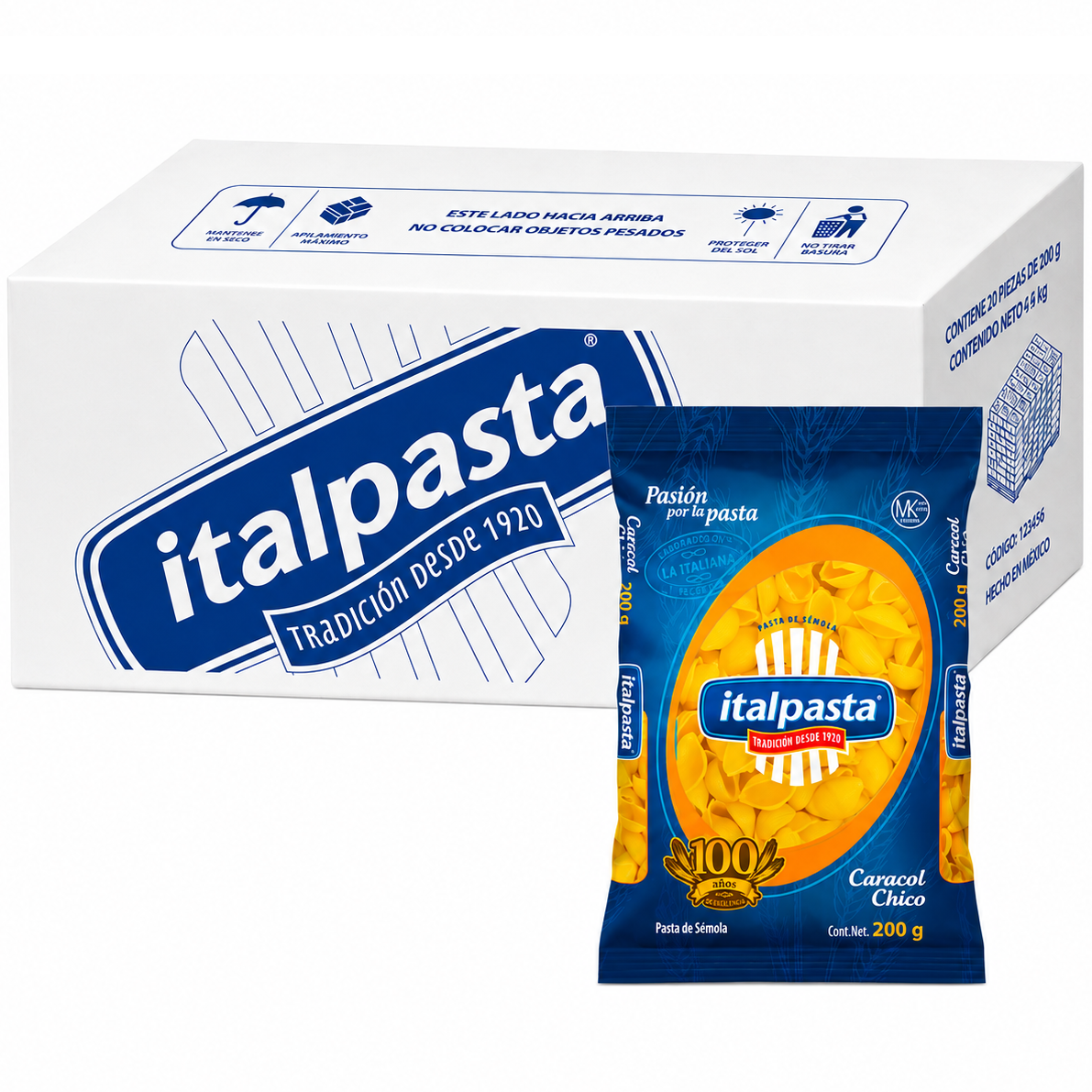 Media Caja Sopa Italpasta Caracol Chico 200g × 10 pzs