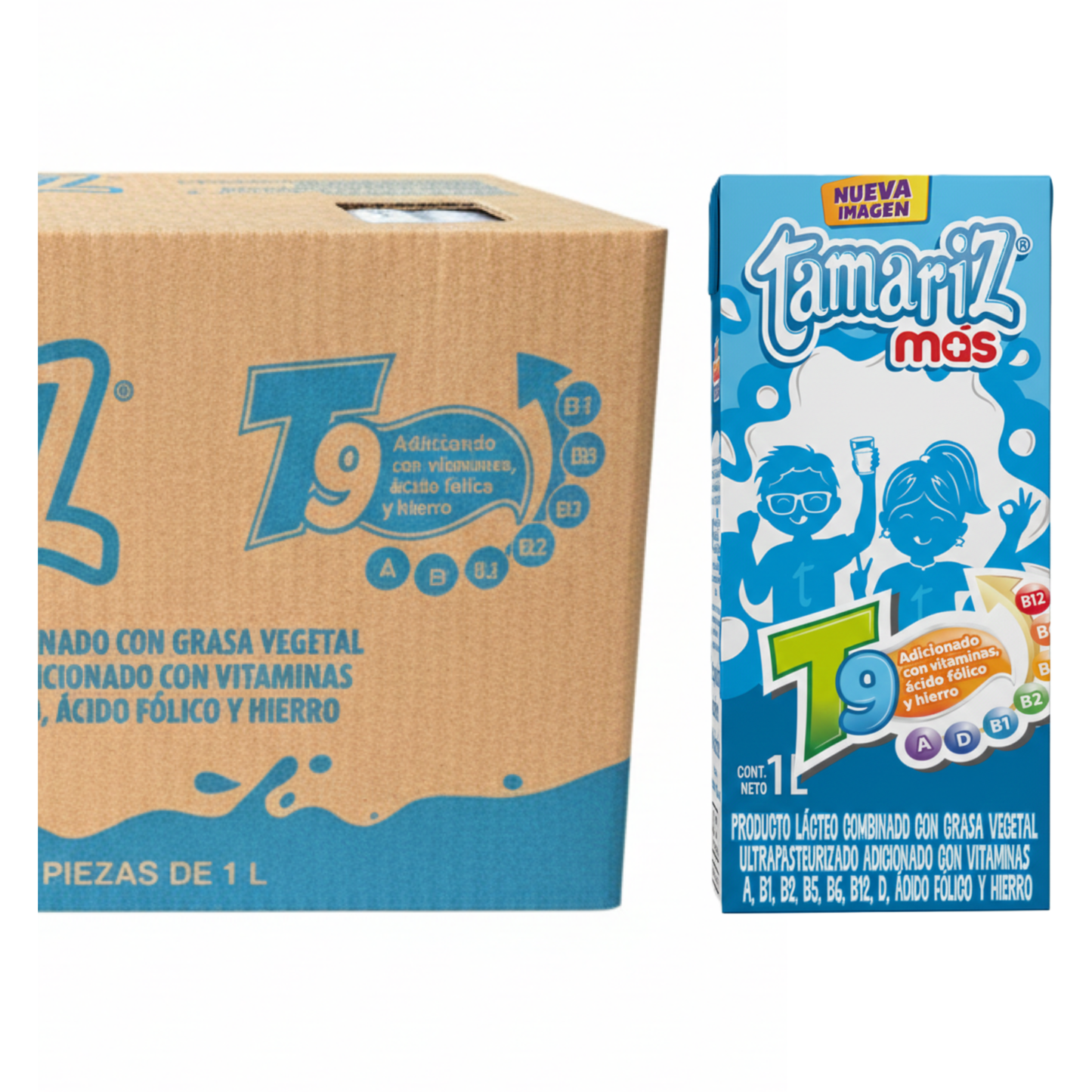 Media Caja Leche Tamariz Más T9 1L × 6pzs