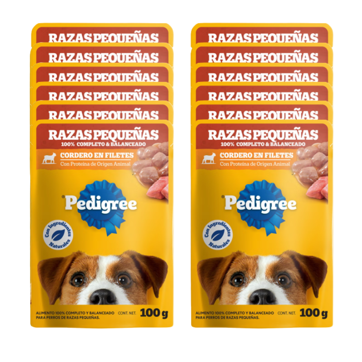 Sobres Pedigree Perros Razas Pequeñas Cordero en Filetes 100g × 12 pzs