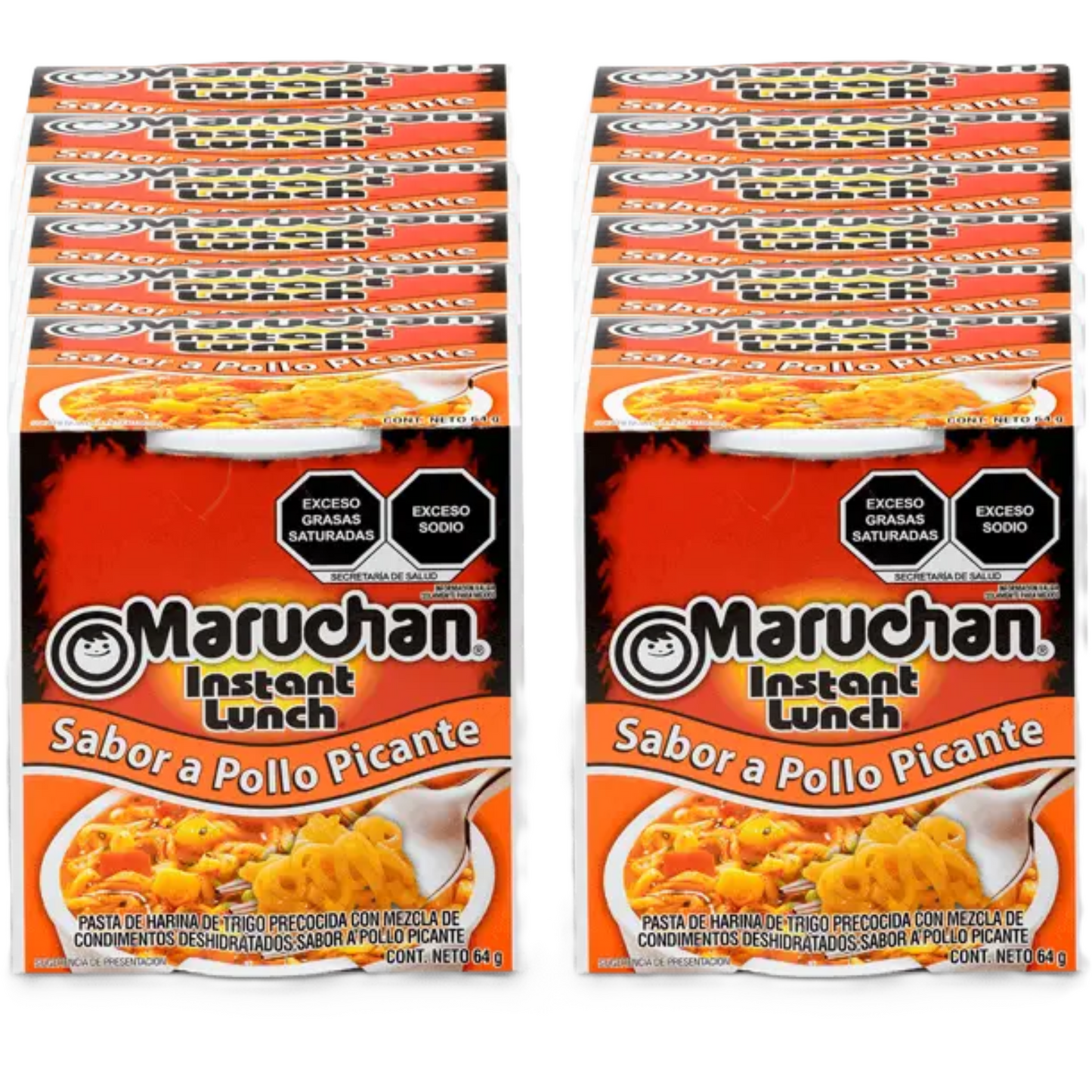 Caja Completa Maruchan Sabor a Pollo Picante 64g × 12 pzs