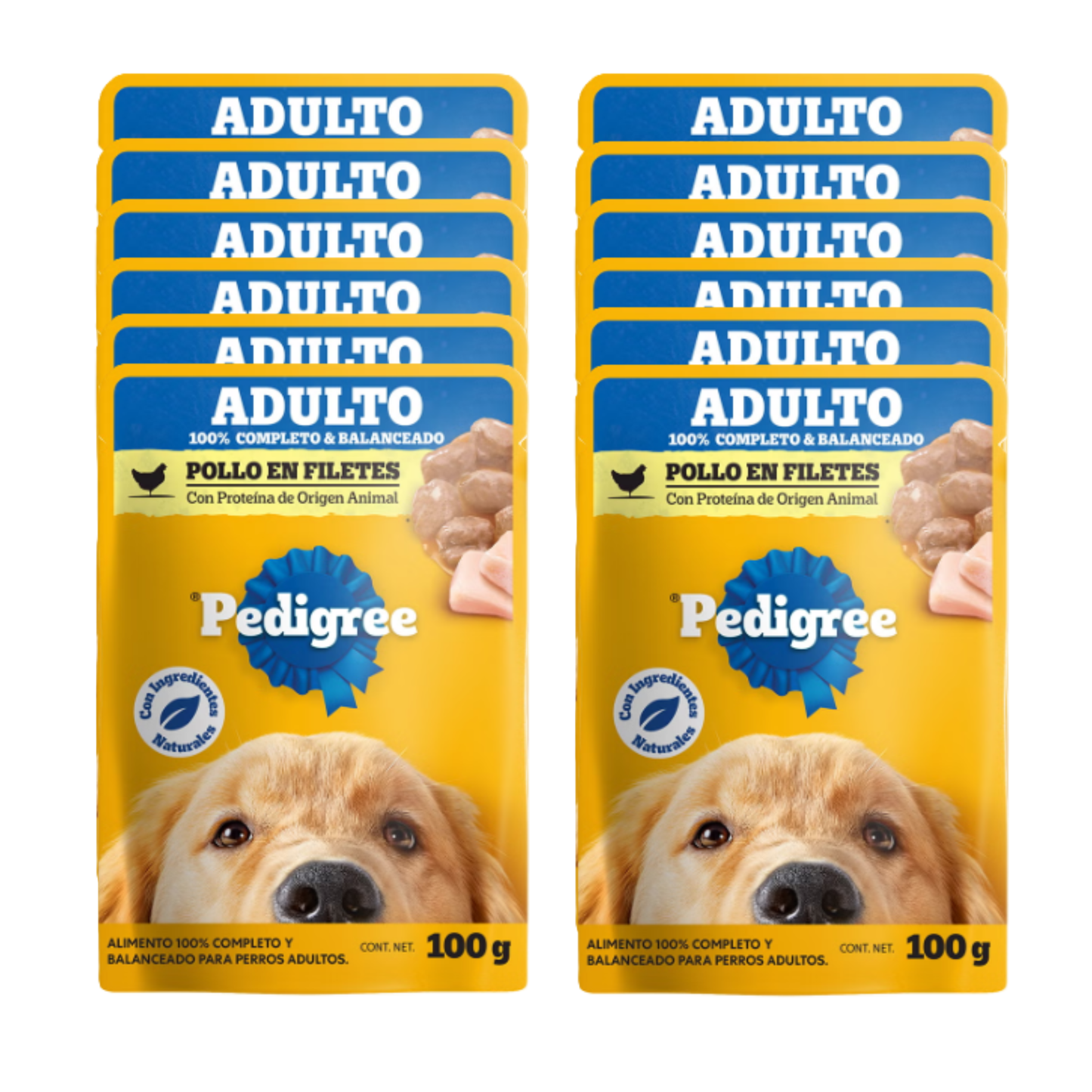 Sobres Pedigree Perros Adulto Pollo en Filetes 100g × 12 pzs