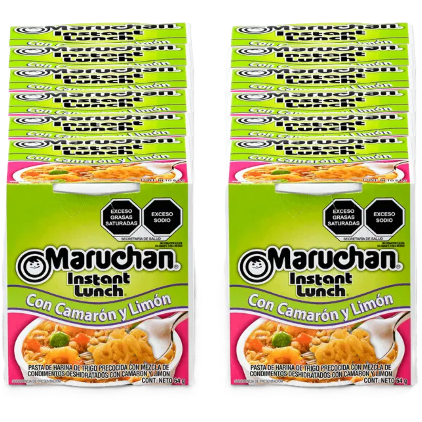Caja Completa Maruchan Con Camarón y Limón 64g × 12 pzs