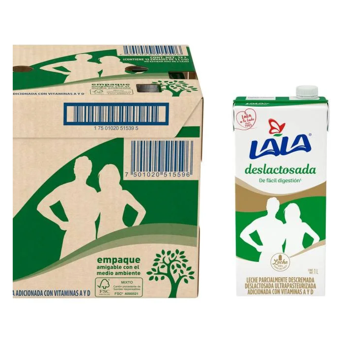 Media Caja Leche Lala Deslactosada 1L × 6 pzs