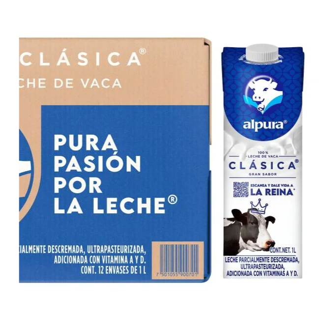 Media Caja Leche Alpura Clásica 1L × 6 pzs