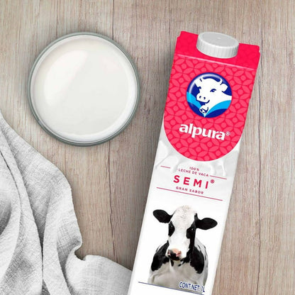 Media Caja Leche Semi Alpura 1L × 6 pzs