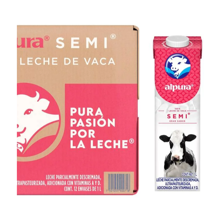 Media Caja Leche Semi Alpura 1L × 6 pzs