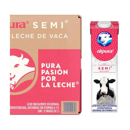 Media Caja Leche Semi Alpura 1L × 6 pzs