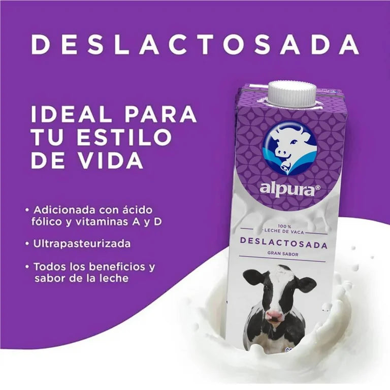 Media Caja Leche Deslactosada Alpura 1L × 6 pzs