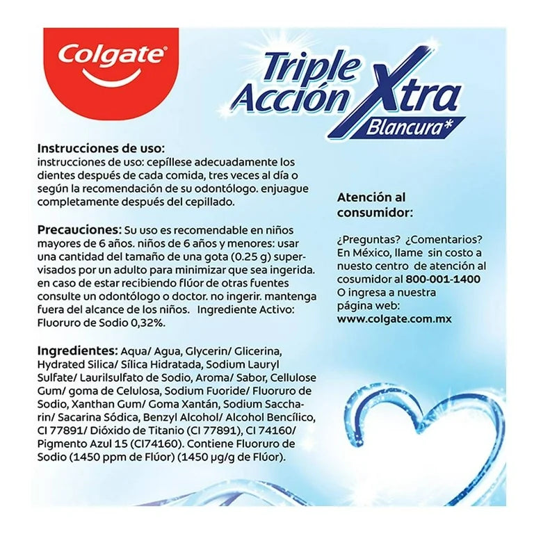 Pasta Dental Colgate Triple Acción Xtra Blancura 50ml × 12 pzs