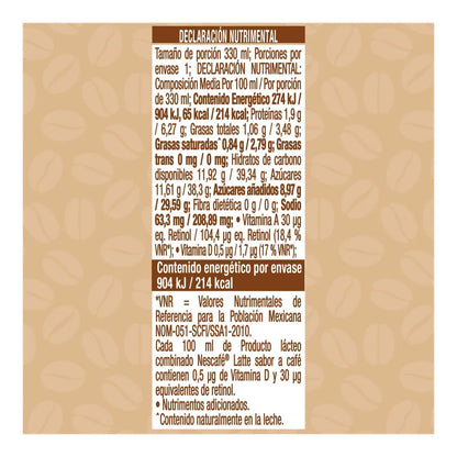 Bebida Nescafé Latte 330ml × 6 pzs