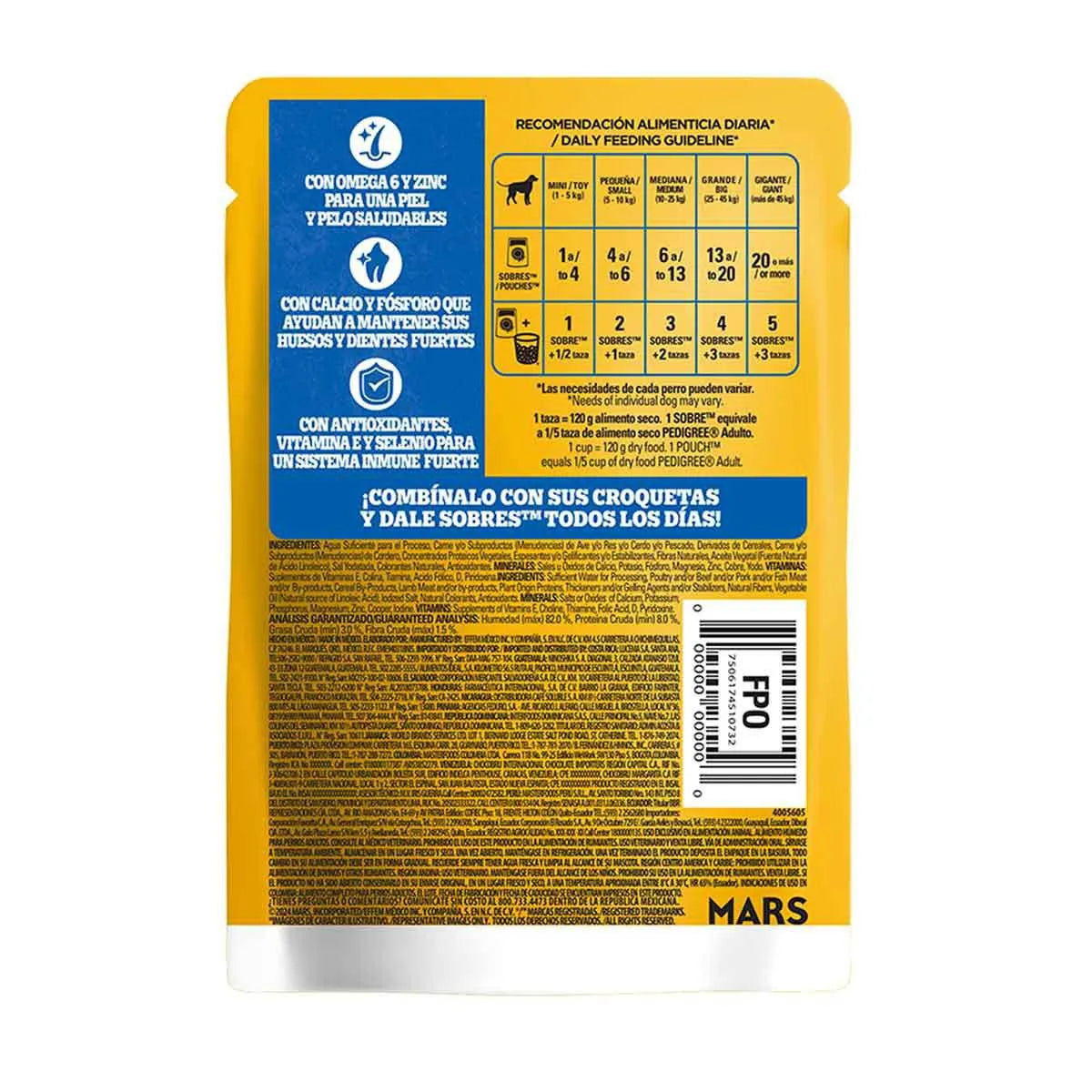Sobres Pedigree para Perros Adulto Cordero en Filetes 100g × 12 pzs