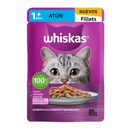 Sobres Whiskas para Gato Adulto Atún 85g × 8 pzs