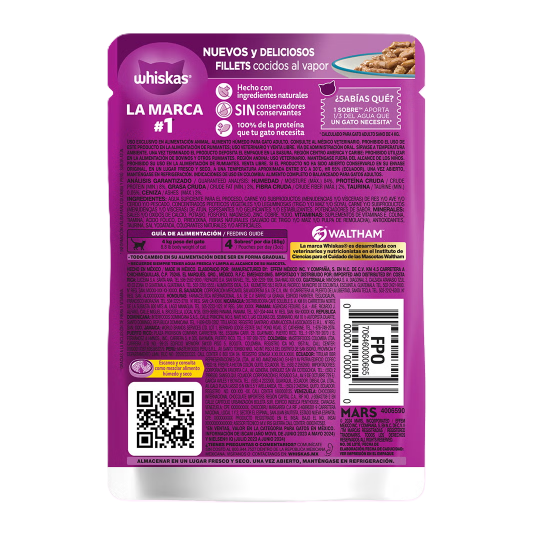 Sobres Whiskas para Gato Adulto Atún 85g × 8 pzs