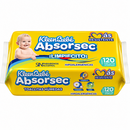 Toallitas Húmedas KleenBebé Absorsec 120 pzs