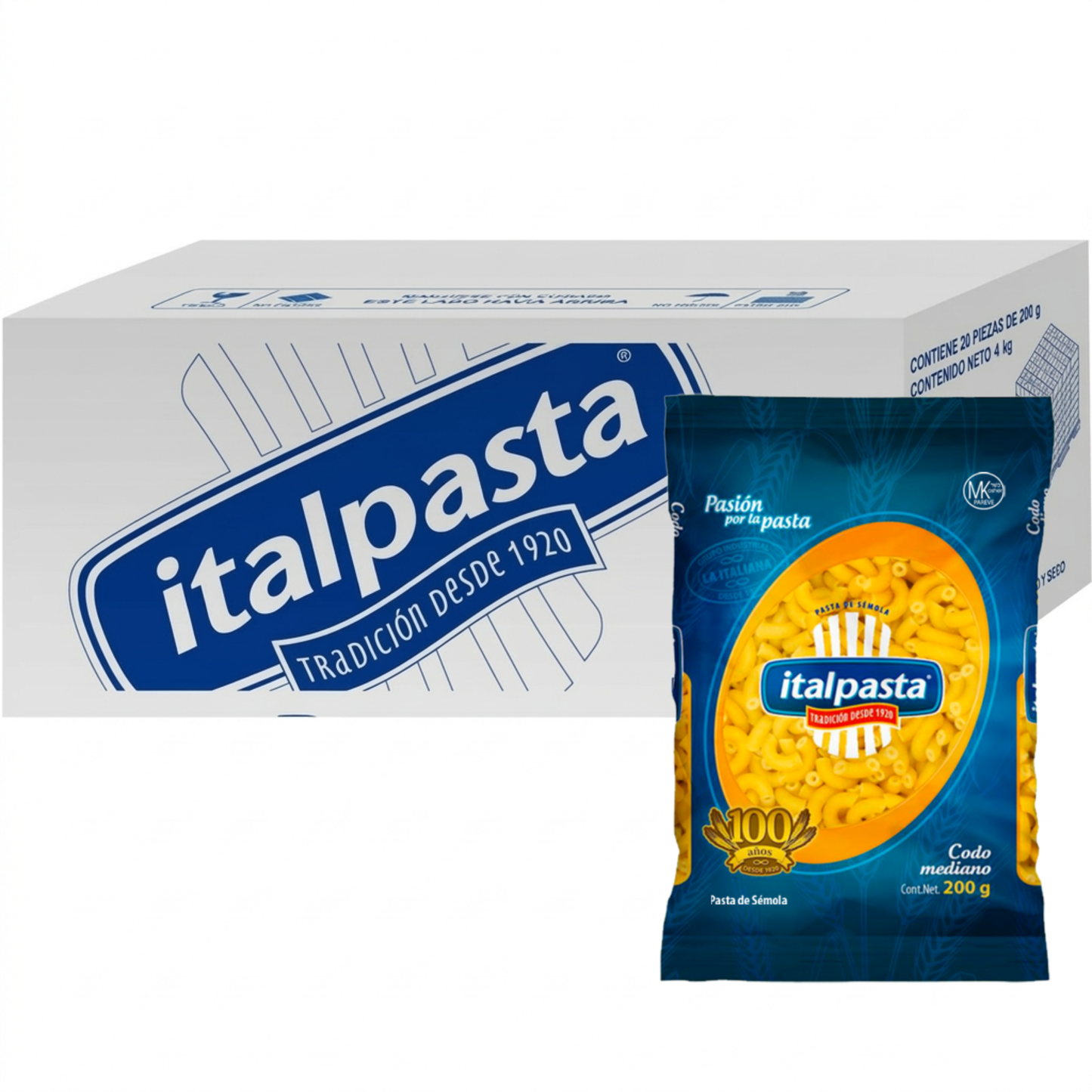 Media Caja Sopa Italpasta Codo Mediano 200g × 10 pzs