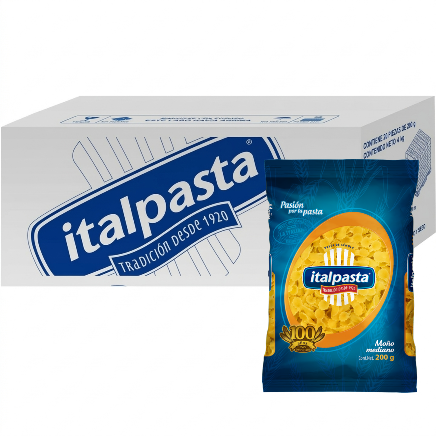 Media Caja Sopa Italpasta Moño Mediano 200g × 10 pzs