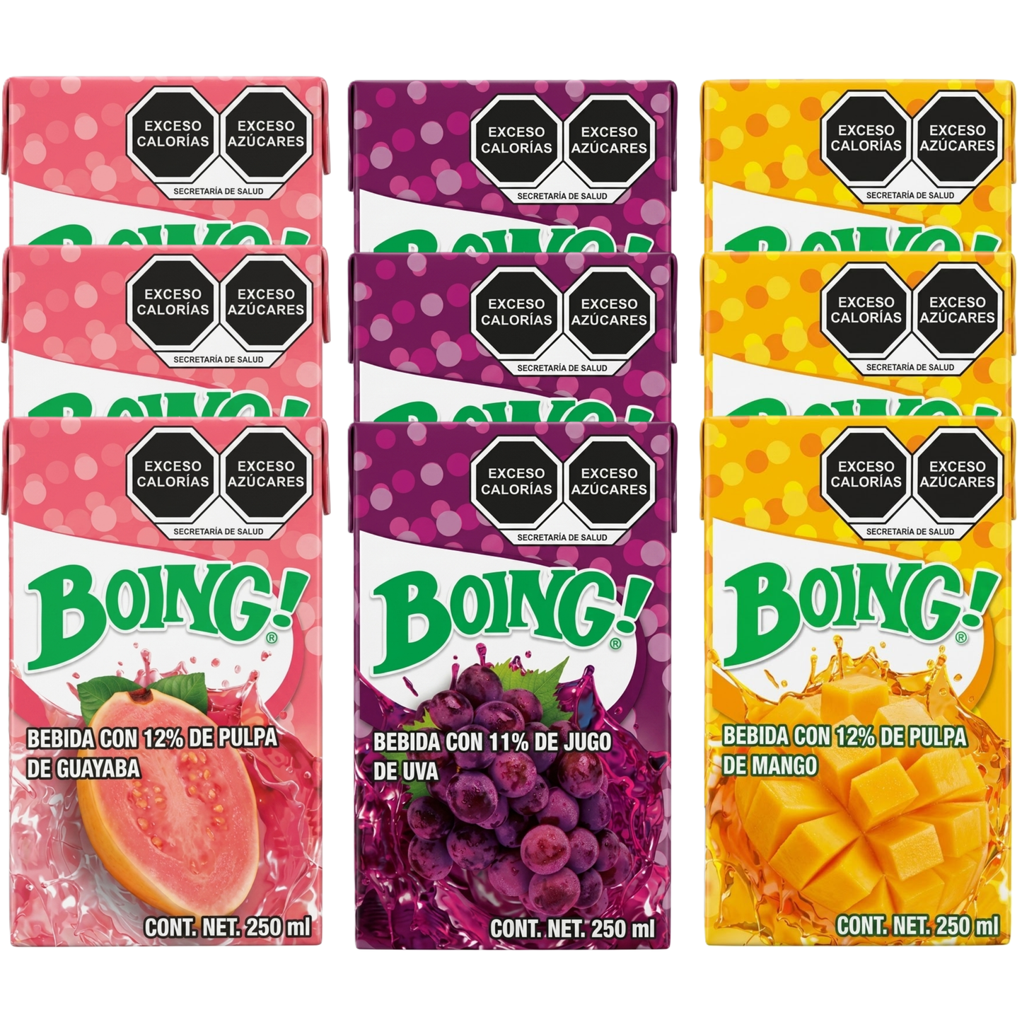 Paquete Boing Varios Sabores 250ml × 9 pzs