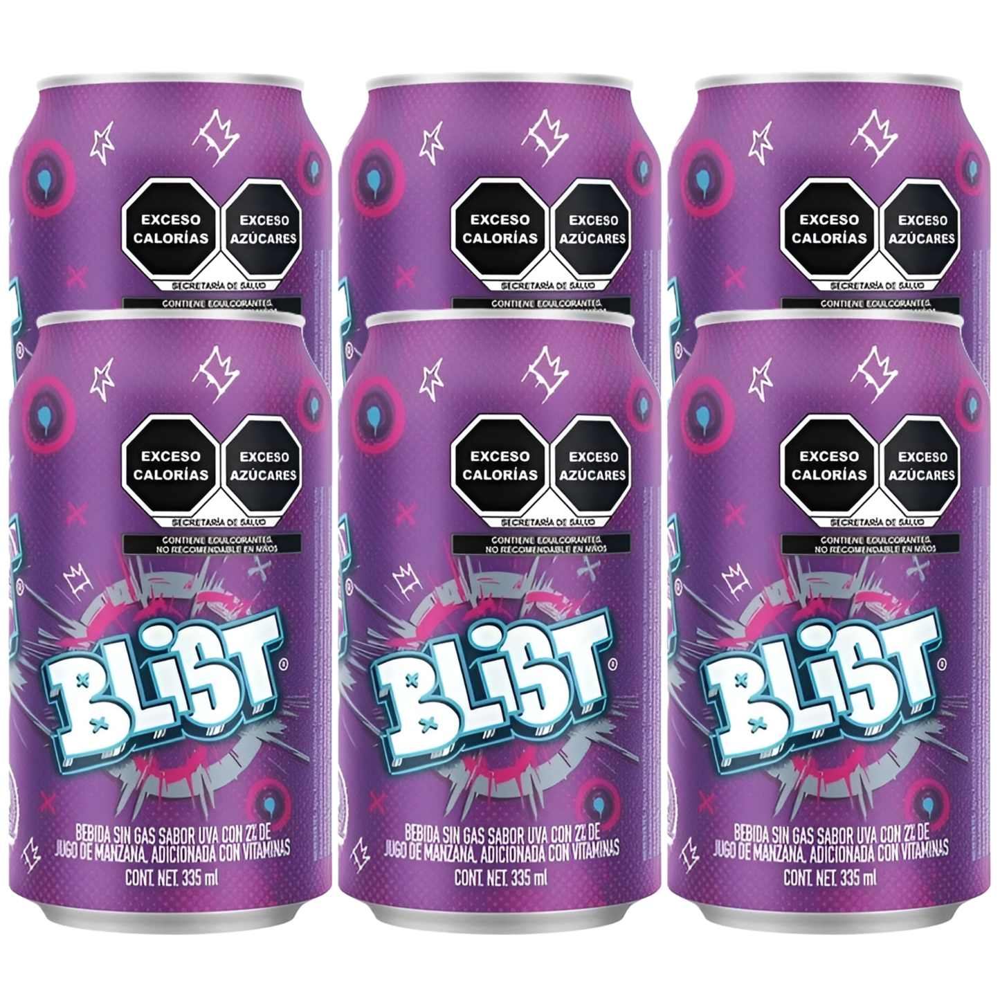 Paquete Blist Grape Thunder 335ml × 6 pzs