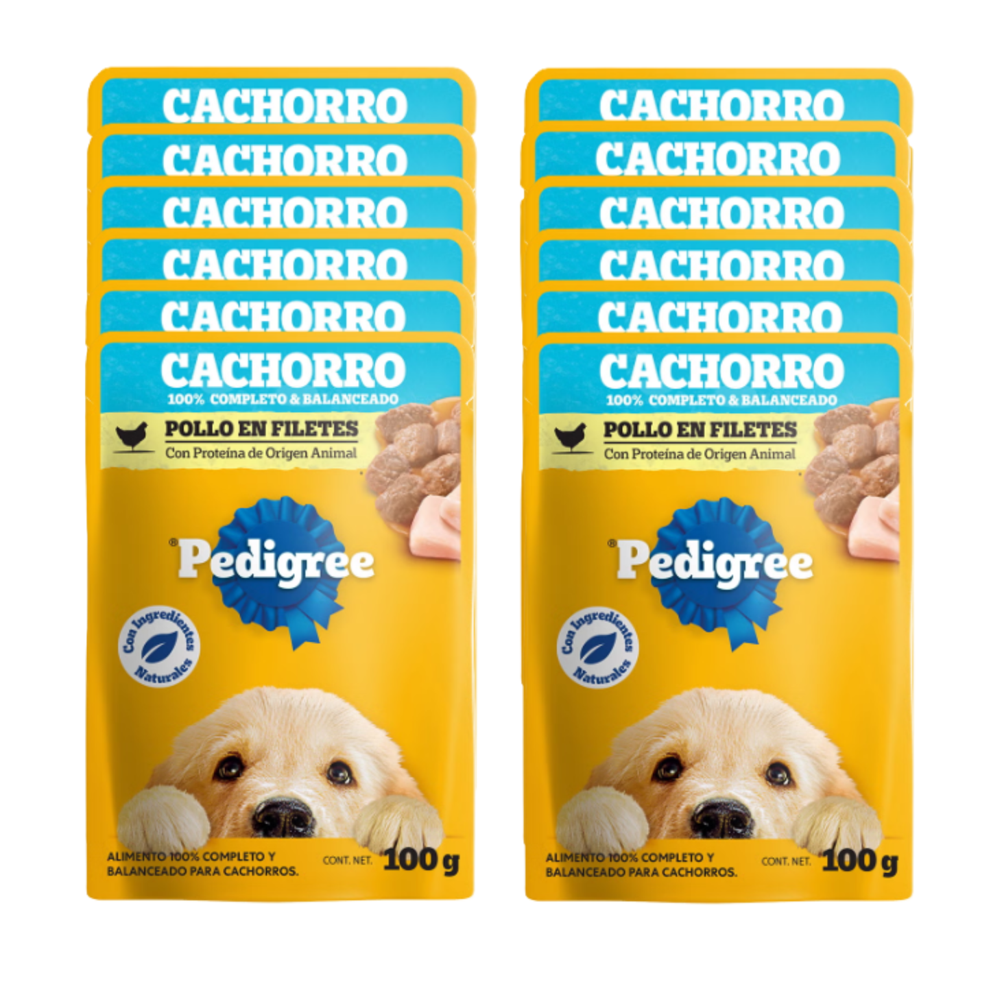 Sobres Pedigree Perros Cachorro Pollo en Filetes 100g × 12 pzs