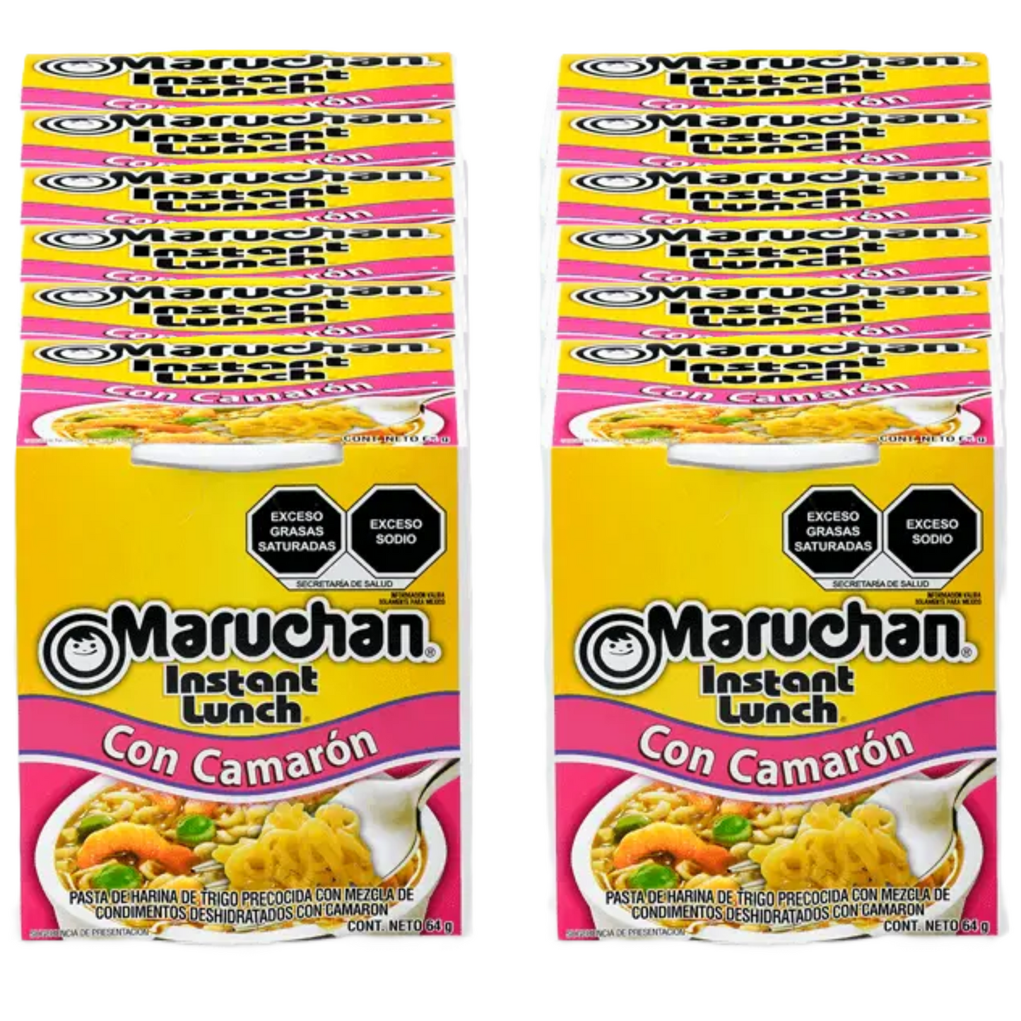 Caja Completa Maruchan Con Camarón 64g × 12 pzs