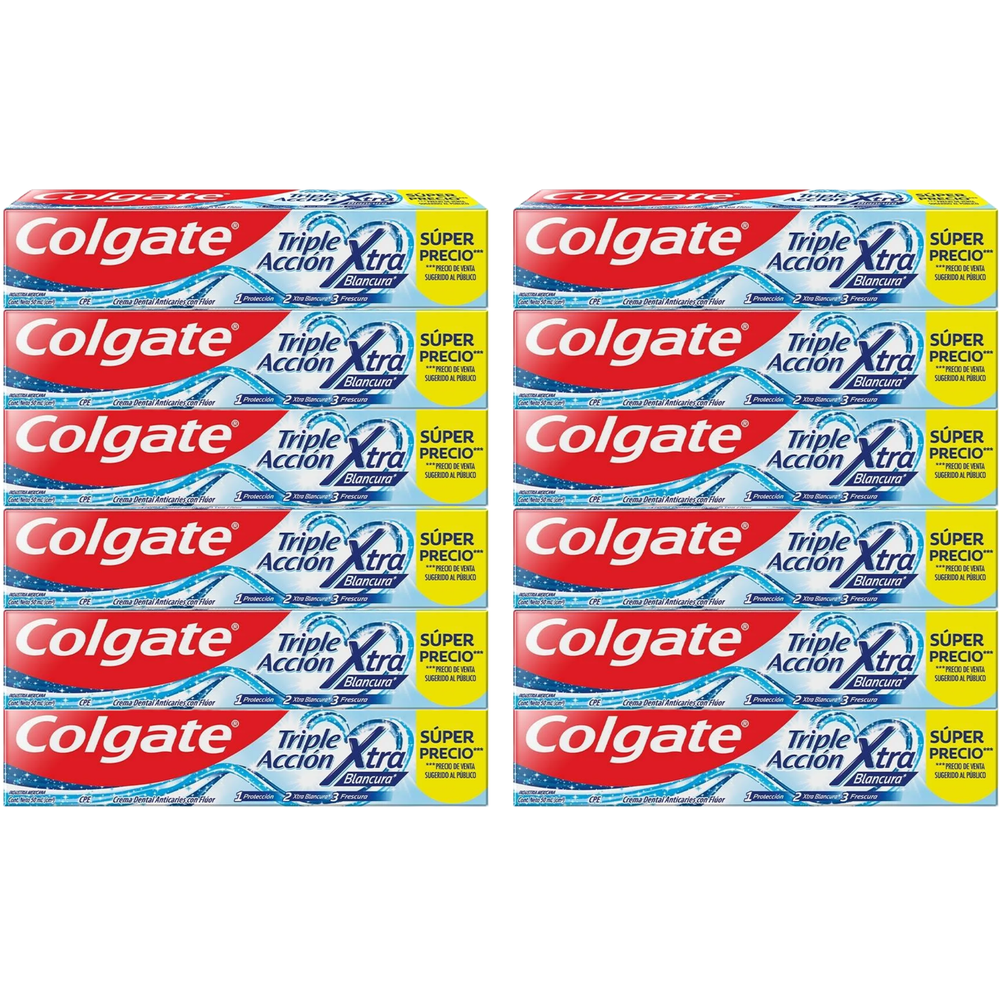 Pasta Dental Colgate Triple Acción Xtra Blancura 50ml × 12 pzs
